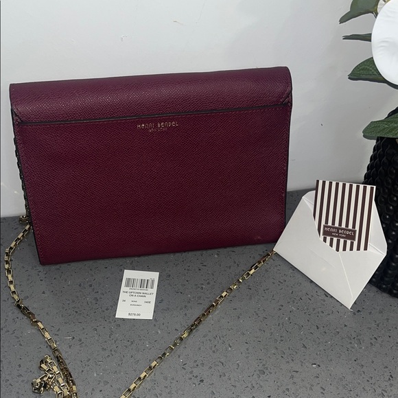 Henri Bendel Deep Red Clutch with Gold Chain - Picture 6 of 13